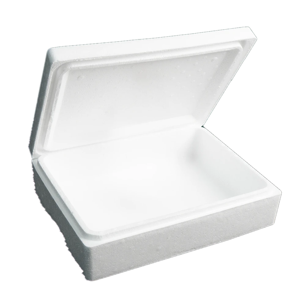Caja 10 LB Durapor. Caja de foam Durapor de 7 litros en presentaciones cuadrada y redonda para despachos de perecederos con hielo.